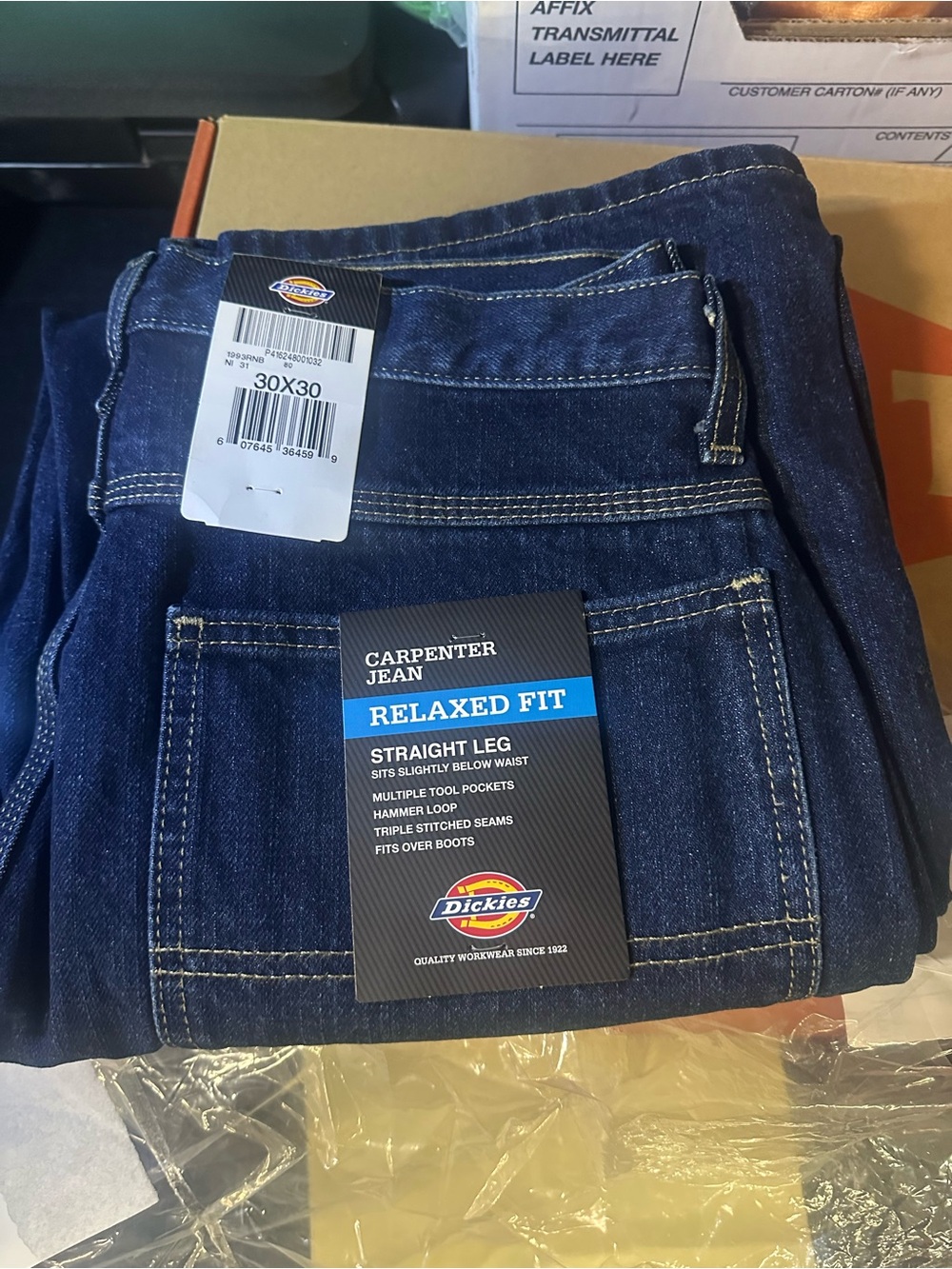 Dickies Relaxed Fit Carpenter Jeans in Dark Indigo